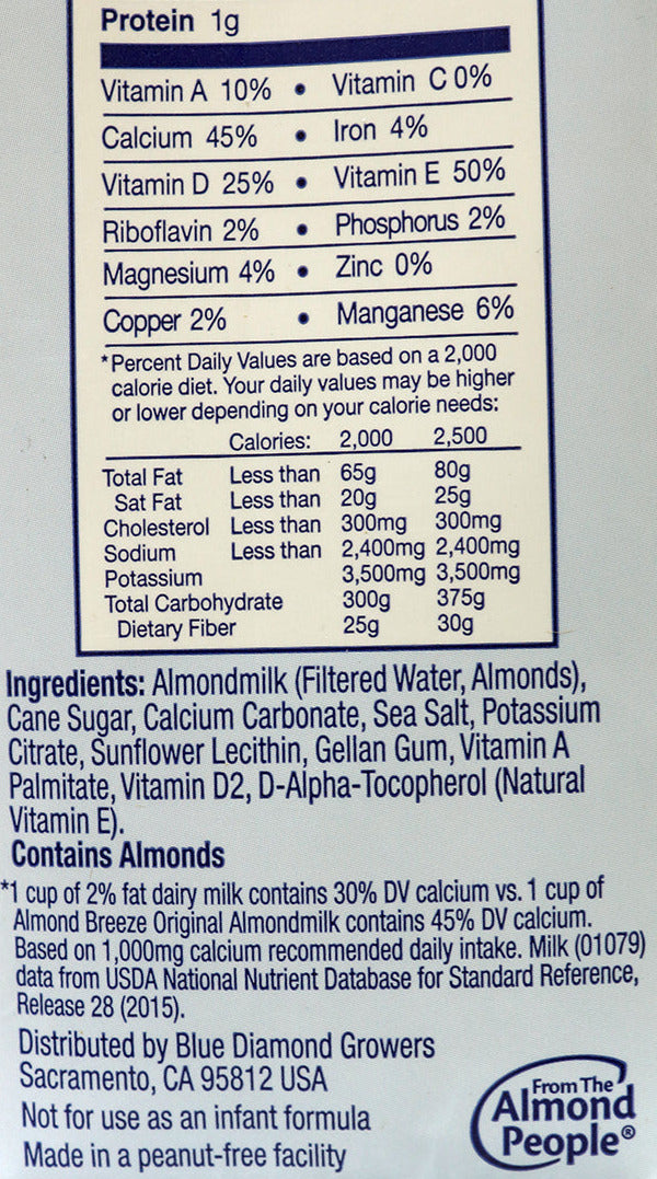 Blue diamond almond breeze ingredients Clearance