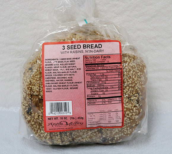 Apple Valley Bakery - 3 Seed Bread w/Raisins
