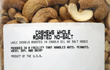 Cashews - Whole Roasted No Salt 1 lb.